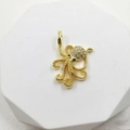 18k gold-plated octopus pendant with sparkling zircon micro-pave for DIY jewelry - Micro Pave Octopus Gold Pendant