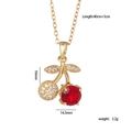 Collana con ciliegia dorata, zircone rosso e pietre bianche su catena da 40cm più 5cm - Stile Ciliegia E / Oro