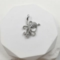Silver octopus pendant with 18k gold plating and white micro-pave cubic zirconia - Micro Pave Octopus Silver Pendant