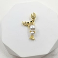 Gold lobster pendant with sparkling zircon micro-pave and white pearl body accents - Pearl Lobster Pendant