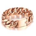 Polished rose gold Cuban link bracelet for men featuring a secure square clasp closure - Curb Chain / Rose Gold