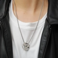 Silver dumbbell weight plate pendant necklace on ball chain for fitness enthusiasts - Steel Color Pendant Only (Without Chain)