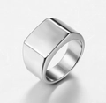 Bague chevalière carrée argentée polie pour homme en acier inoxydable minimaliste - US 7 / Acier