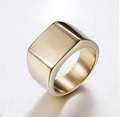 Chevalière carrée minimaliste en or pour hommes, en acier inoxydable poli brillant - US 7 / Or