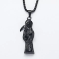 Gothic black Grim Reaper pendant with scythe and box chain in matte finish - Pendant Only / Pendant Only (Without Chain) - Black