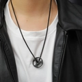 Close-up of black matte barbell pendant necklace with 17 KG engraving on male model - Black Pendant Only (Without Chain)