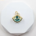 Gold ocean shell pendant necklace featuring a deep green gemstone and zircon accents - Shell Style 3