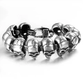 Retro stainless steel skull bracelet for men with vintage finish and cross clasp - Oxidized Silver