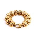 Bracciale teschio dorato stile punk con occhi di cristallo e catena in metallo - Oro Bianco