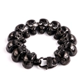 Bracciale teschio da uomo in acciaio nero con dettagli in cristalli scintillanti - Gemma Bianca Nera