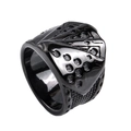 Men's vintage black stainless steel ring with 3D relief poker royal flush pattern - US 5 / Black