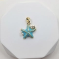 Starfish pendant necklace in light blue enamel finish with pearls and cubic zirconia - Starfish Style 3