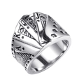 Vintage stainless steel poker ring with royal flush engraving for men, street style - US 7 / Steel