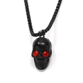 Punk zwarte schedel ketting met rode edelsteen ogen op een roestvrijstalen schakelketting - Alleen Hanger (Zonder Ketting) / Zwarte Hanger (Zonder Ketting)
