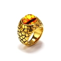Anello punk gotico occhio di drago con trama a squame dorate su sfondo bianco - US 7 / Oro Occhio Giallo