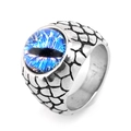 Anello occhio di drago retrò in acciaio inossidabile con pupilla blu e texture - US 7 / Occhi Blu Acciaio