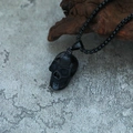 Gothic black skull pendant necklace in polished finish with matching black metal chain - Black Pendant / Pendant Only (Without Chain)
