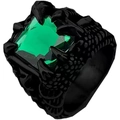 Close-up of green gemstone ring with dragon claw setting and black textured metal band - Size 7 / Black With Green Zirconia