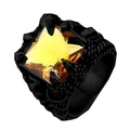 Detail of eagle claw ring featuring a square yellow gemstone with black dragon scales - Size 7 / Black / Amber Yellow Zirconia