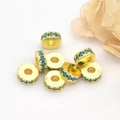 Distanziatori placcati oro 18k con strass blu per la creazione di bracciali fai da te - Turchese