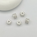 Perle distanziatrici a fiocco di neve argento con zirconi per gioielli fai-da-te - 6mm / Argento