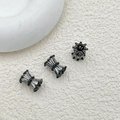 Set di 3 perline distanziatrici placcate oro 14K con zirconi e cornice geometrica nera - Nero Canna di Fucile (Zirconia Bianca) / 8mm