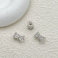 Distanziatori in argento placcato oro 14K con fiocchi e zirconi per bracciali DIY - Argento (Zirconia Bianca) / 8mm