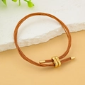 Bracciale regolabile in corda di cuoio 3mm intrecciata con fibbia infinity dorata - Arancione metallizzato