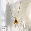 Vintage gold tiger eye stone pendant necklace with brown teardrop gemstone and snake chain - Water Drop Style