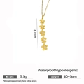 Waterproof gold clover necklace with five white pearls and micro-pave zirconia tassels - Five Flower Pearl Necklace (X2025)
