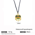 Ancient gold lotus gourd pendant necklace with colorful enamel and black cord - Enamel Lotus Tassel (X2186)