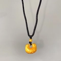 Ancient gold-style Ruyi lock pendant necklace with intricate clouds and black braided cord - Cloud Pattern Ruyi Lock (X2188)