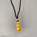 Golden apple pendant necklace with matte finish and black braided cord minimalist design - Frosted Apple (X2198)