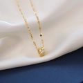 Elegant gold titanium steel necklace featuring a cylinder pendant with double row zircons - Gold Slim Waist