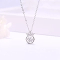 Sparkling crown heartbeat pendant necklace in silver with a dancing gemstone - Dancing Round Crown Necklace / Silver