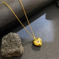 Collar con colgante de corazón dorado con ojo turco y microincrustaciones de circonitas - Corazón Ojo de Circonita