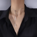 Minimalist silver triangle tassel necklace featuring adjustable snake chain for women - Steel - Triangle Tassel Regular Necklace