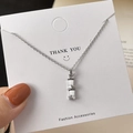 Silver bamboo joint pendant necklace with white opal stone and sparkling leaf detail - O Chain / Silver Bamboo Necklace (O-Chain)