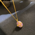 Gold locket necklace with purple enamel, pink gemstone and bee motifs in vintage style - Purple Enamel Insect Relief (W1019)