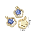 Ciondolo a fiore in madreperla blu placcato oro con zirconi cubici 1,9x2,1cm - Blu zaffiro