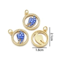 Ciondolo uccello in smalto blu con cristalli e placcatura in oro misura 21mm - Uccello Tondo (Blu Reale)