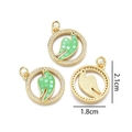 Ciondolo uccello verde in rame placcato oro con zirconi bianchi e misura 1,8x2,1 cm - Uccello Tondo (Verde)
