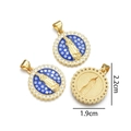 Ciondolo tondo Vergine Maria con smalto blu e zircone bianco intarsiato, 1,9x2,2cm - Ciondolo Solo (Stile A)