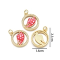 Ciondolo a forma di uccello dorato con scacchiera rossa e zirconi di 2,1x1,8cm - Uccello Tondo (Rosso)