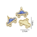 Ciondolo auto dorato con conchiglia blu e zirconi da 2,1 cm x 1,6 cm per gioielli DIY - Blu zaffiro