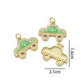 Ciondolo auto placcato oro con intarsio in conchiglia verde e zirconi, 2,1cm x 1,6cm - Verde