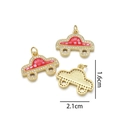 Ciondolo auto dorato con smalto rosso e cristalli per gioielli fai da te, 2.1x1.6cm - Rosso