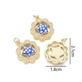 Pendenti a stella placcati oro con smalto blu, inserto in conchiglia e zirconi lucidi - Pendente a Foro Singolo / Pendente Stella Girasole (Blu Reale)