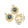 Ciondolo a stella dorato con intarsio in madreperla nera e zirconi, misura 2,1 cm x 1,8 cm - Pendente a Foro Singolo / Pendente Stella Girasole (Nero)