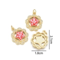 Set di 3 ciondoli a stella dorati con smalto rosa e zirconi per creazione gioielli DIY - Pendente a Foro Singolo / Pendente Stella Girasole (Rosso)